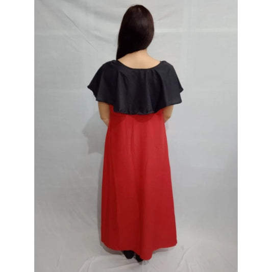 Women's Casual Crepe Cape Sleeve Dress (Black)