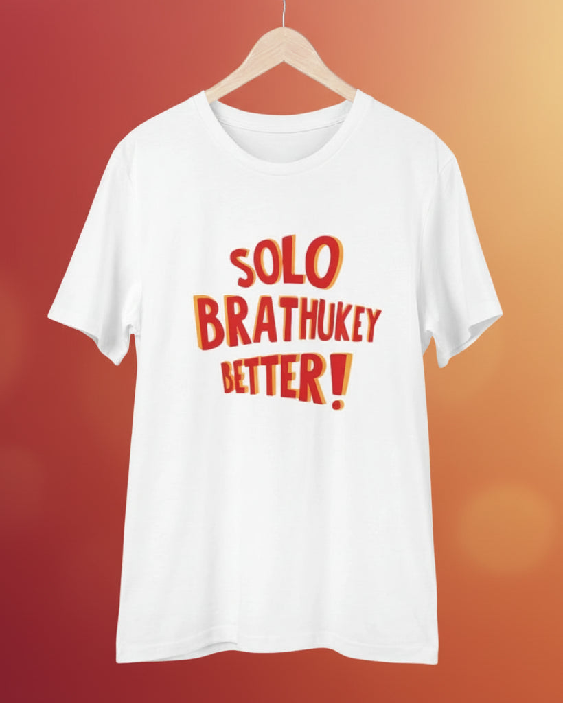 Men's PC Cotton Telugu Desing Printed T Shirt (Color: White, Thread Count: 180GSM)