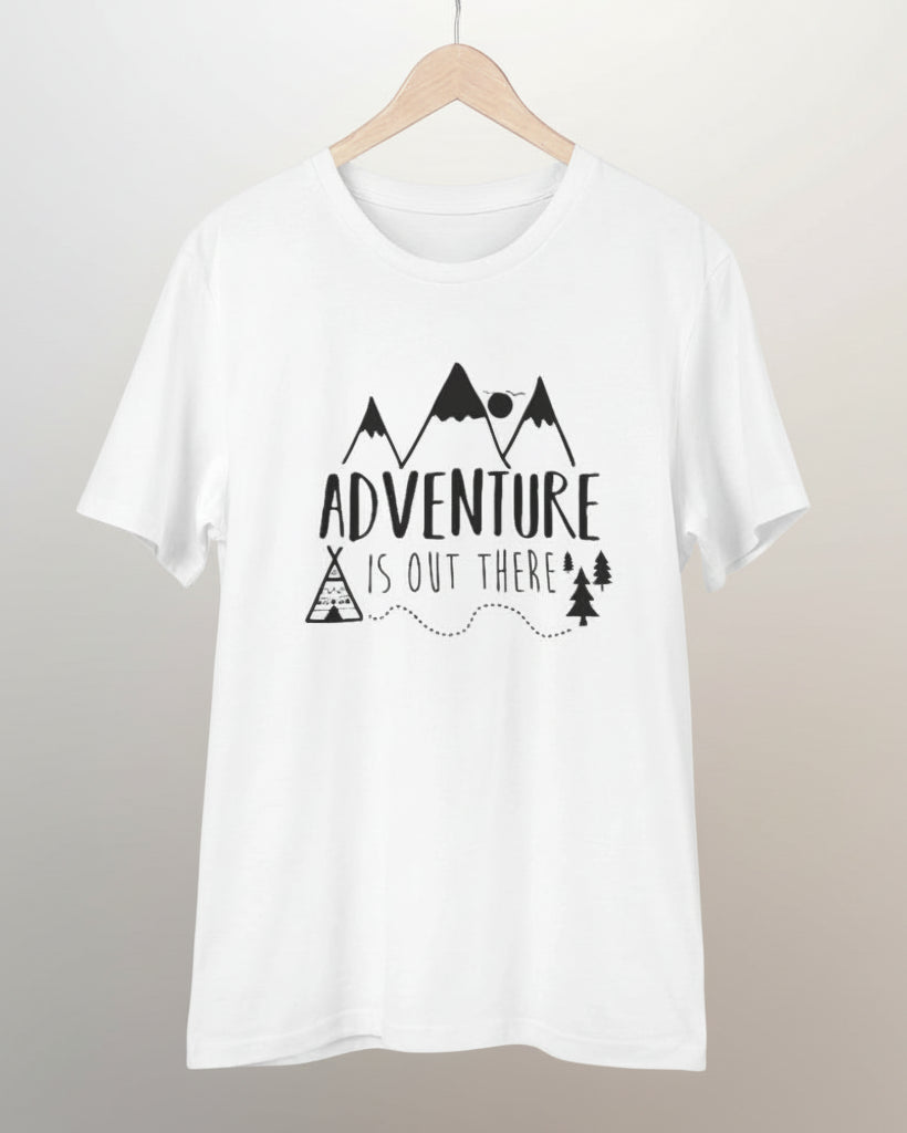 Men's PC Cotton Explore The Unseen Printed T Shirt (Color: White, Thread Count: 180GSM)