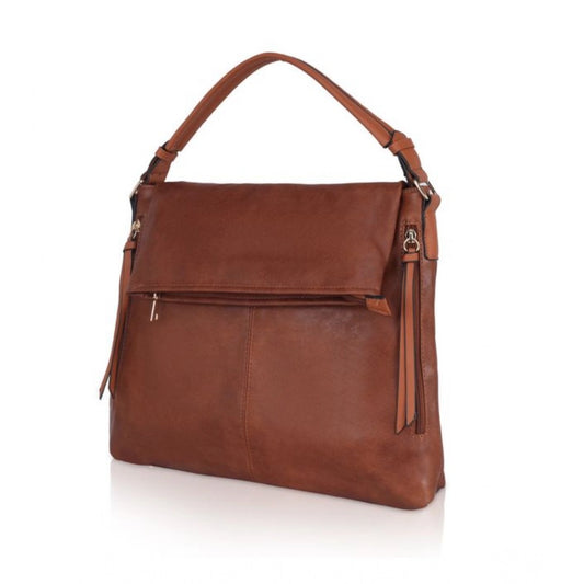 Women's Faux Leather Solid Sling Bag (Brown)