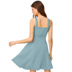 Women's Knitting stretchable Solid Halter Neck Sleeveless Dress
